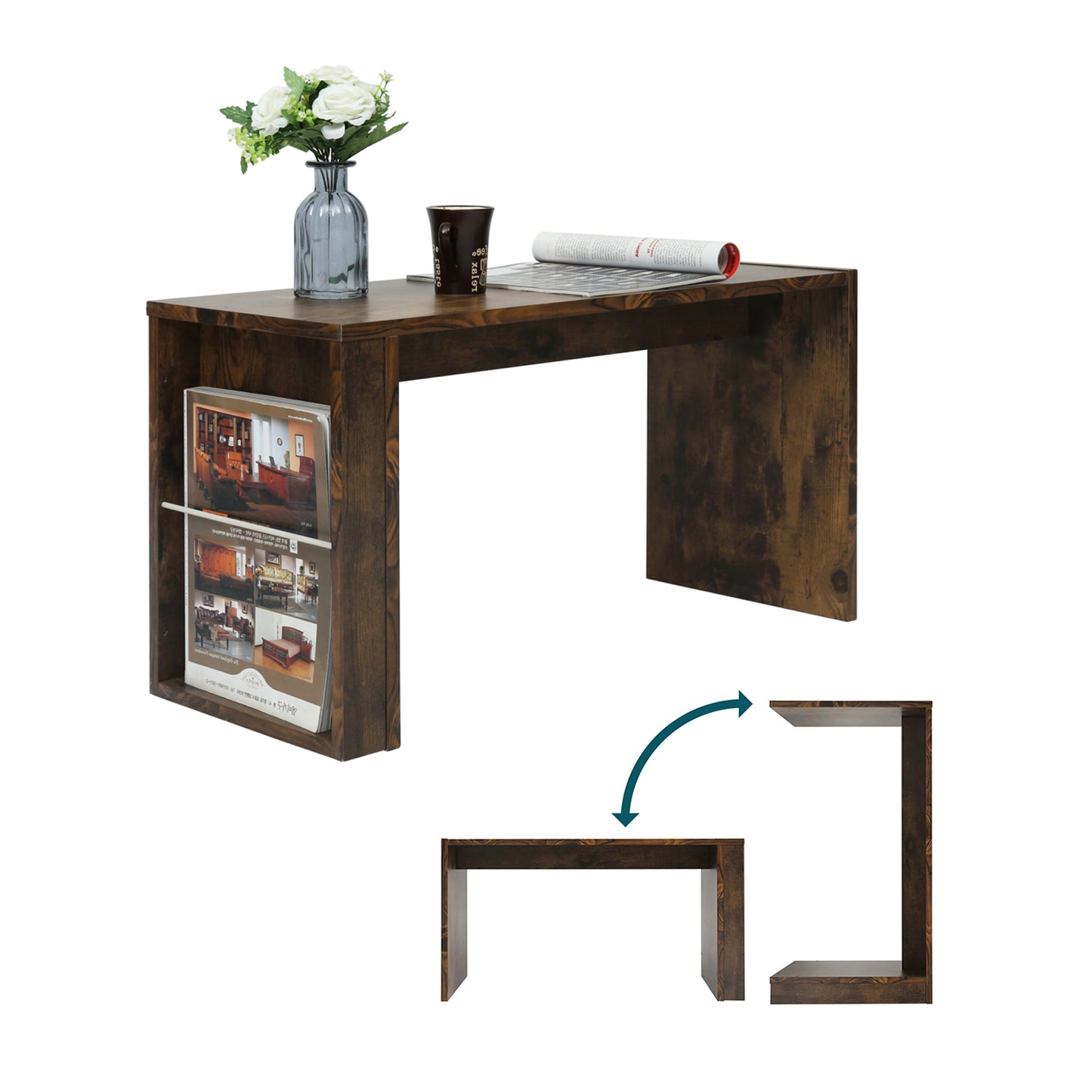 Coffee Table C Shape End Table Sofa Table for Magazine Holden