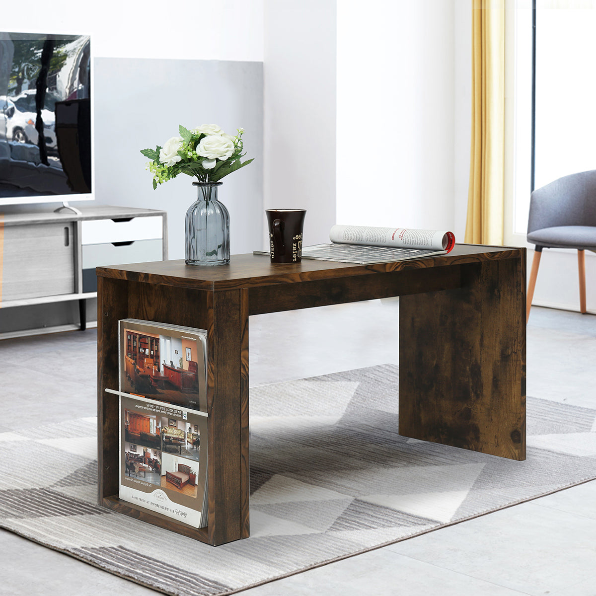 Coffee Table C Shape End Table Sofa Table for Magazine Holden
