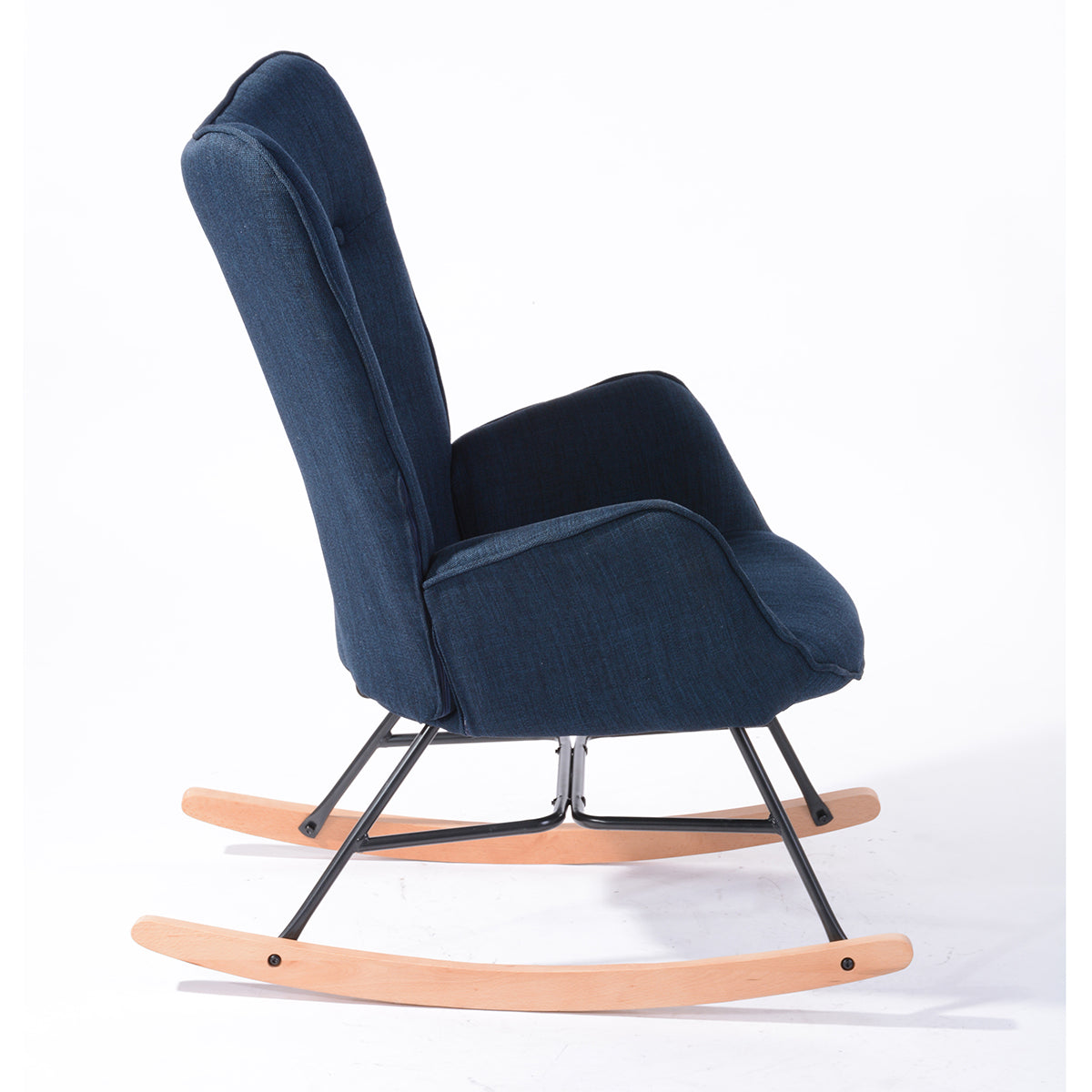 Rocking Accent Chair Fabric Velvet Wooden Legs Armrest Epping