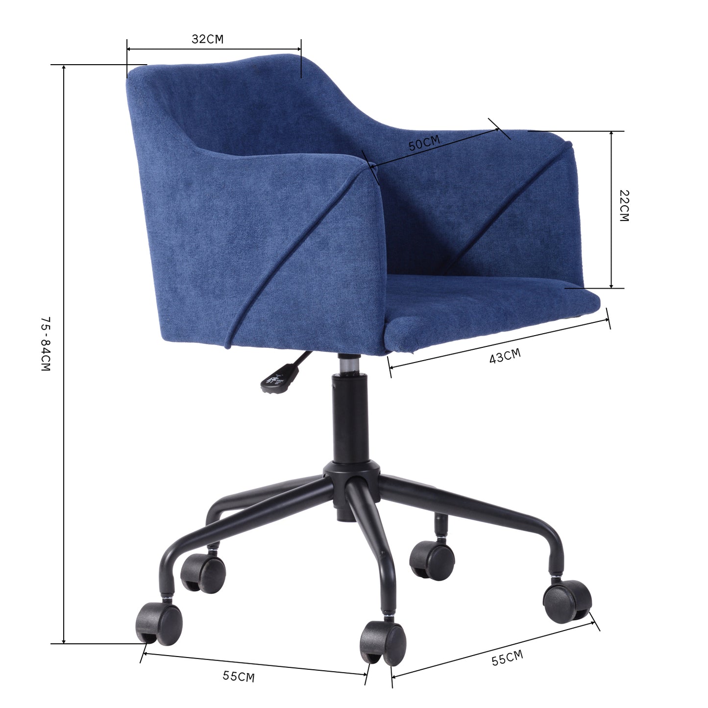Velvet Upholstered Swivel Ergonomic Home Office Chair Armrest Jamal