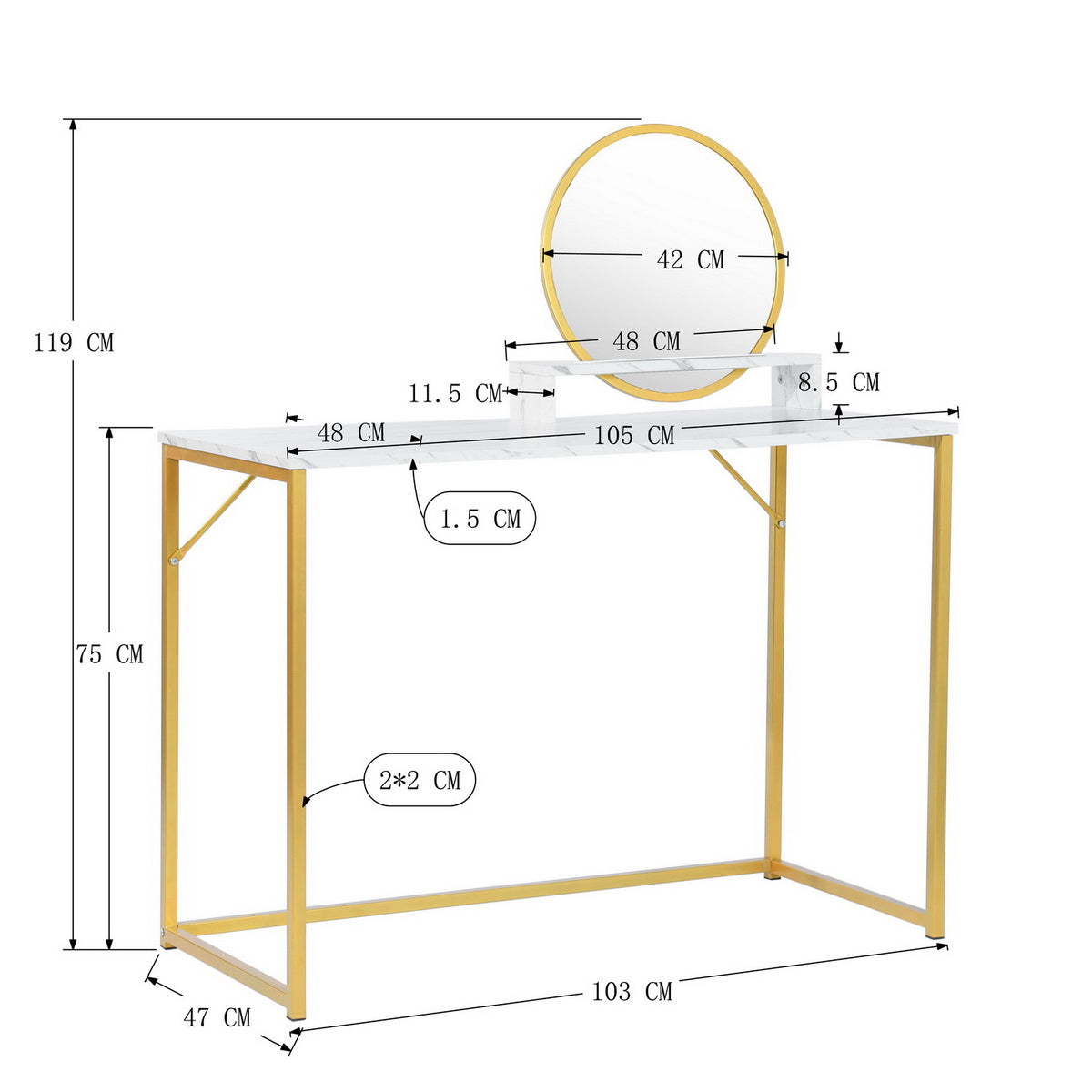 Vanity Table Makeup Vanity Desk with Mirror Jay
