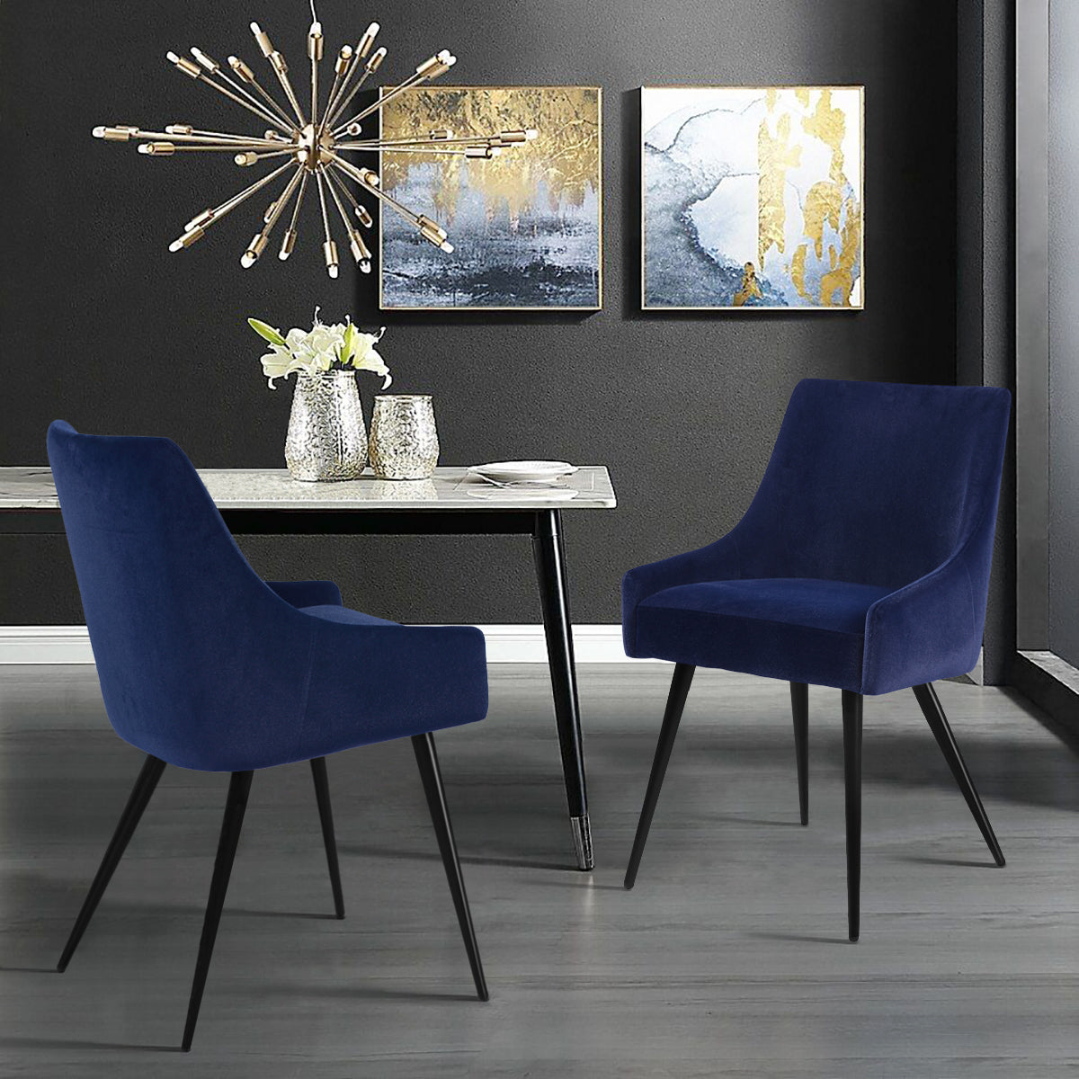 Dining Chairs Velvet Upholstered Metal Legs Jensen