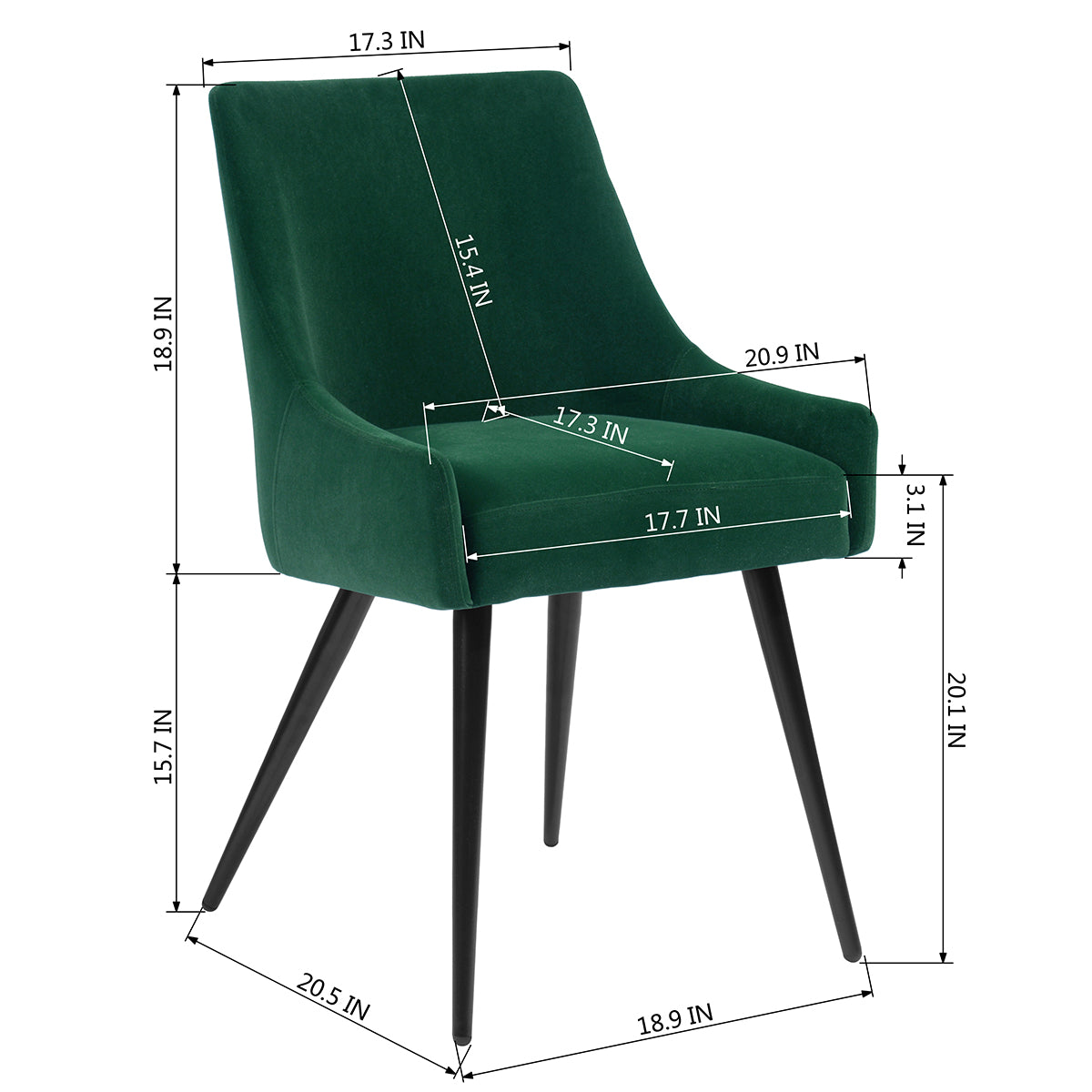 Dining Chairs Velvet Upholstered Metal Legs Jensen