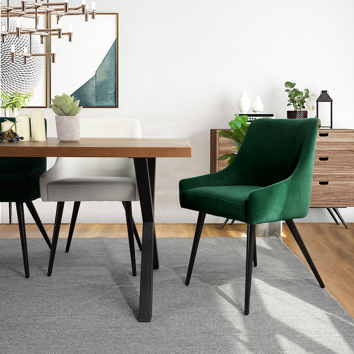 Dining Chairs Velvet Upholstered Metal Legs Jensen