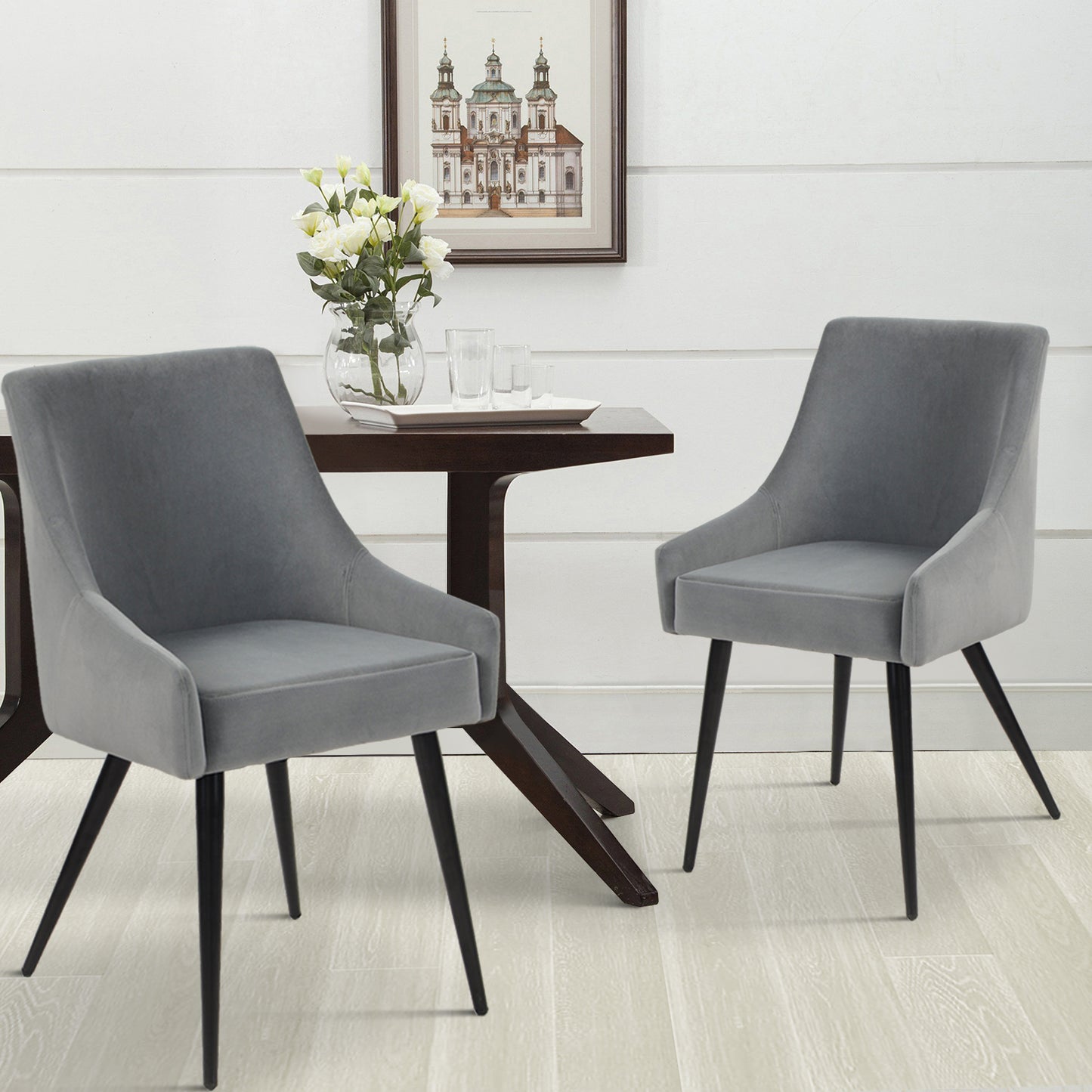 Dining Chairs Velvet Upholstered Metal Legs Jensen