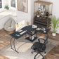 L-Shaped Computer Office Desk with 2 Shelves Kante