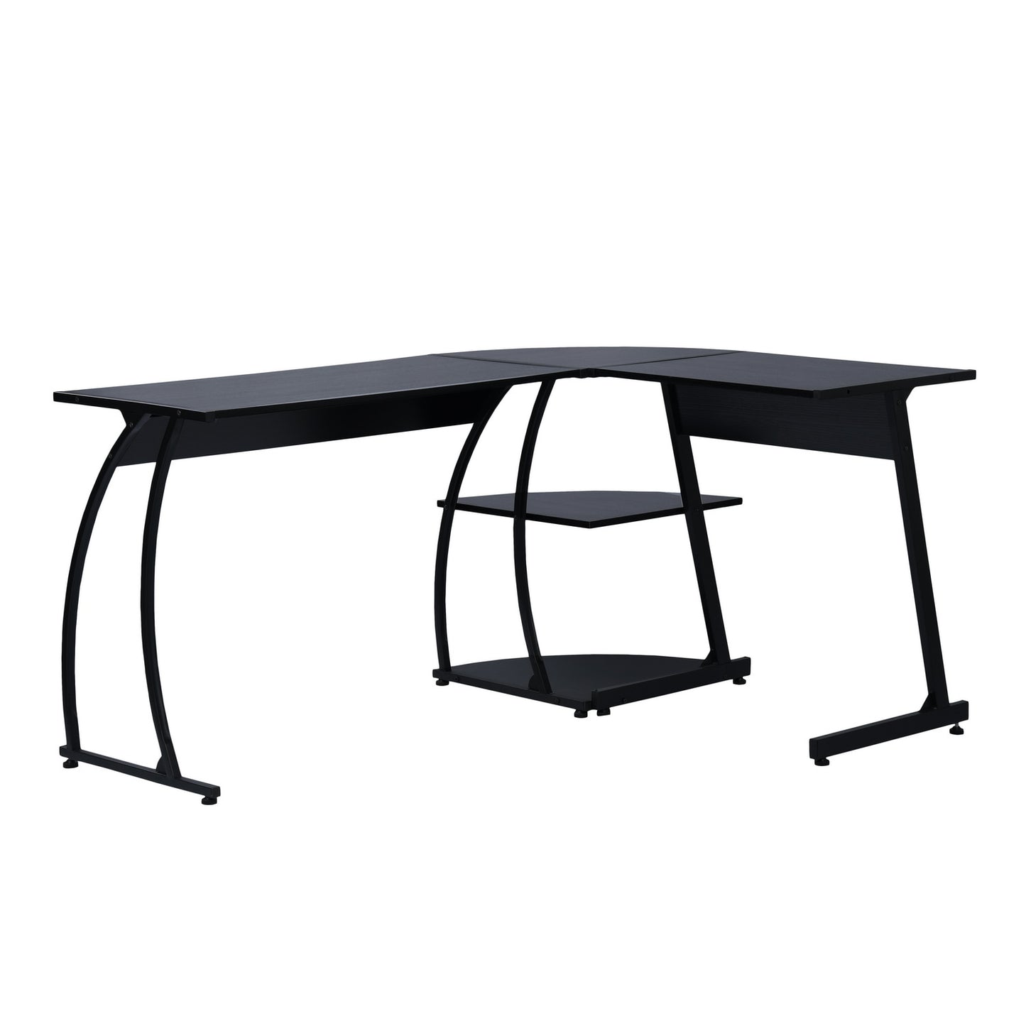 L-Shaped Computer Office Desk with 2 Shelves Kante