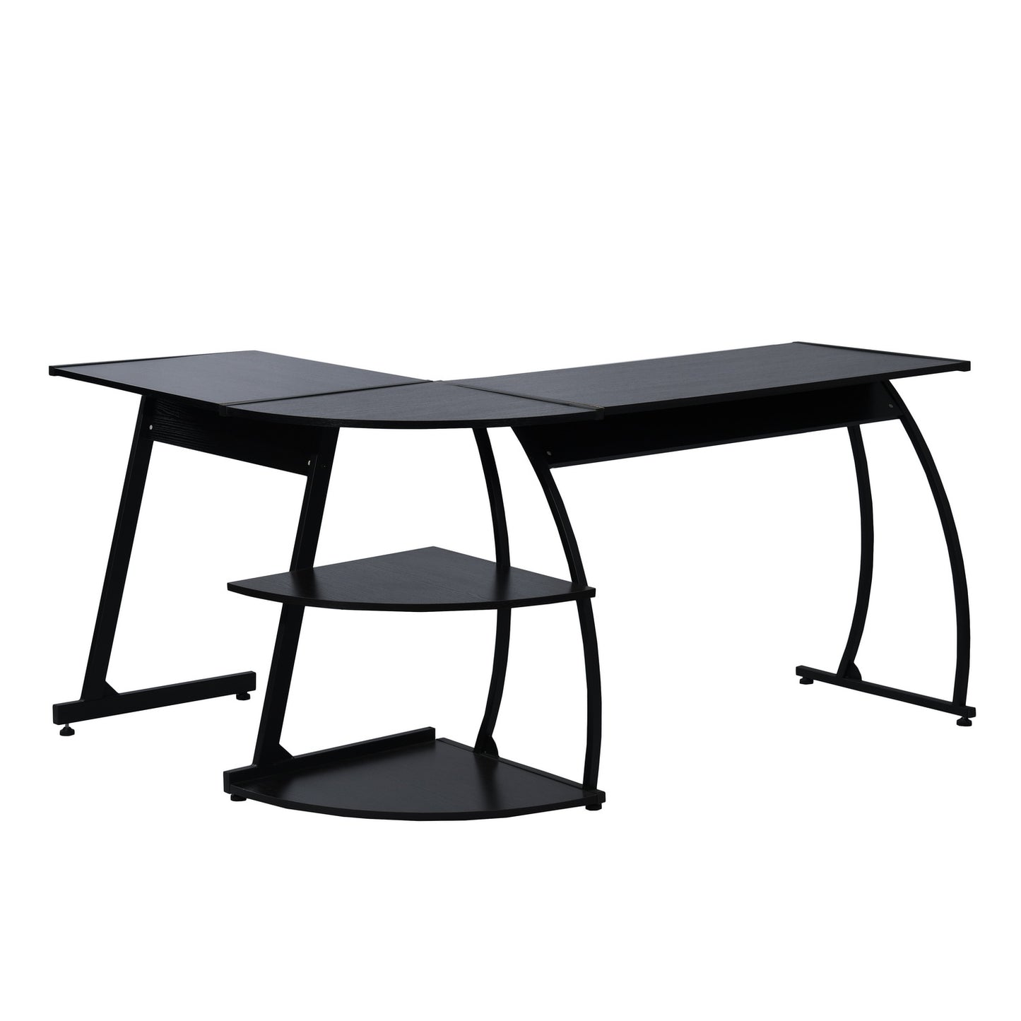 L-Shaped Computer Office Desk with 2 Shelves Kante