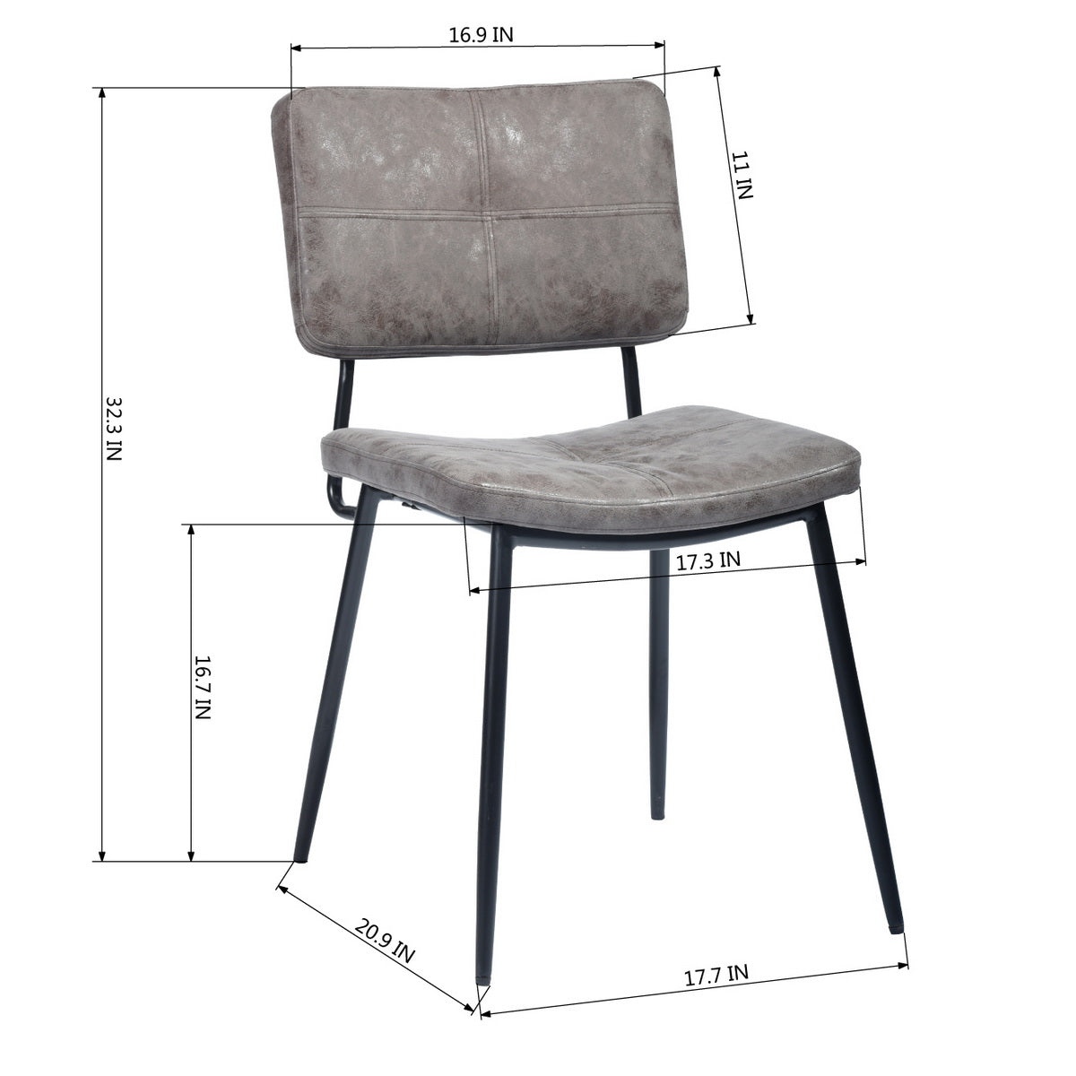 Dining Chairs Vintage PU Upholstered Metal Legs Karomi