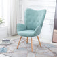Fabric Accent Chair Modern Tufted Button Wingback Wooden Legs Kas