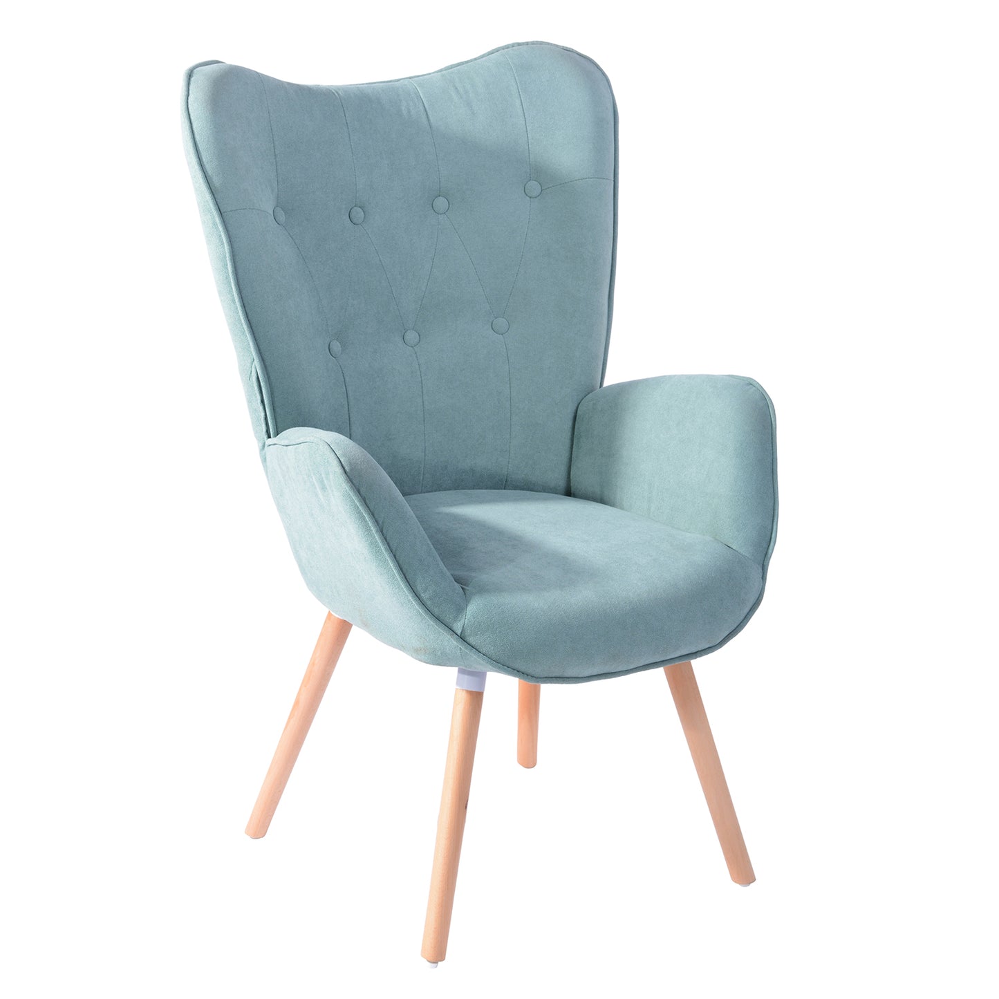 Fabric Accent Chair Modern Tufted Button Wingback Wooden Legs Kas