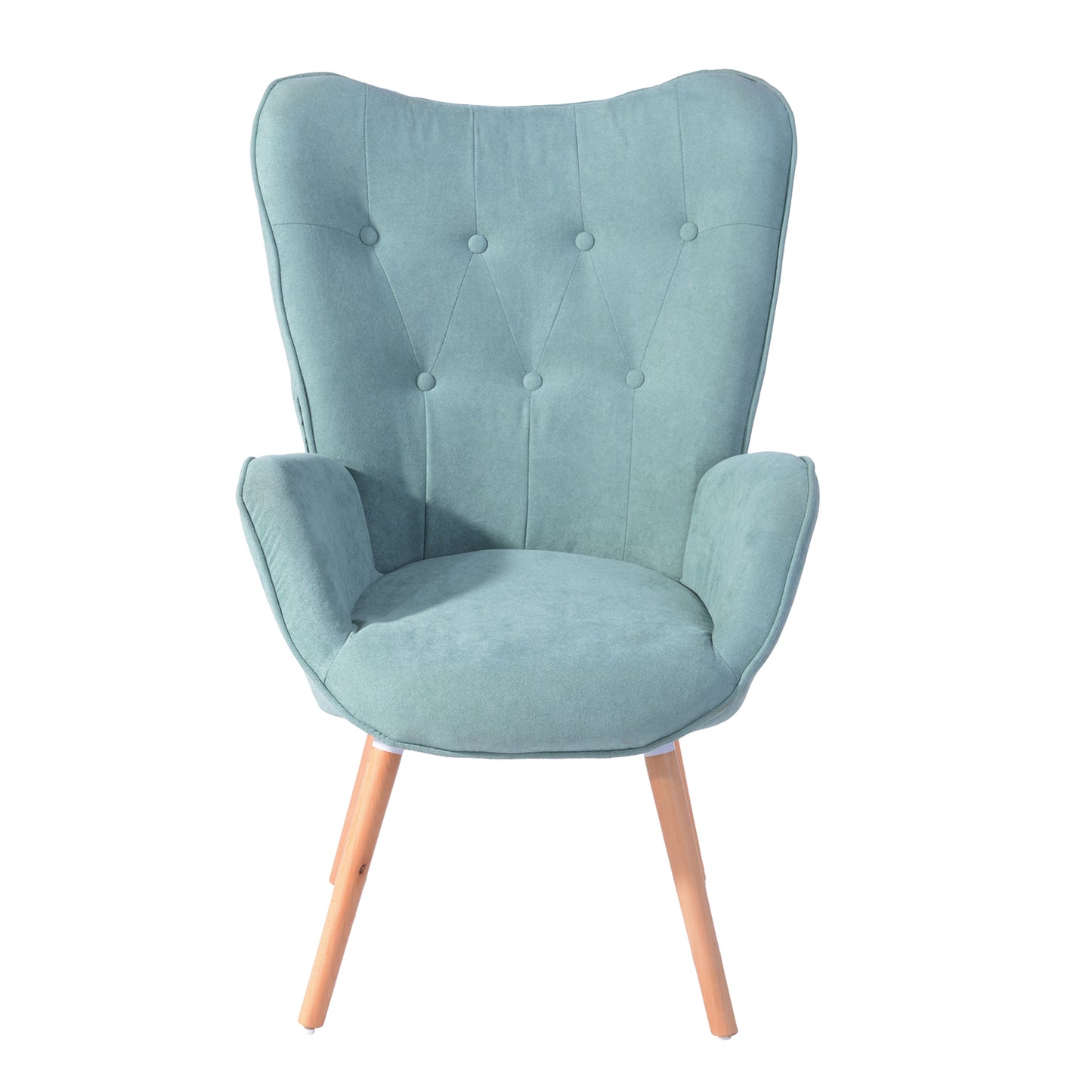 Fabric Accent Chair Modern Tufted Button Wingback Wooden Legs Kas