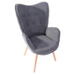 Fabric Accent Chair Modern Tufted Button Wingback Wooden Legs Kas