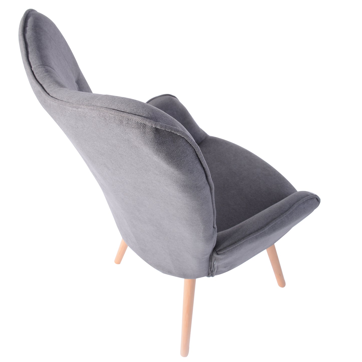 Fabric Accent Chair Modern Tufted Button Wingback Wooden Legs Kas
