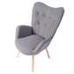 Fabric Accent Chair Modern Tufted Button Wingback Wooden Legs Kas