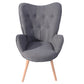 Fabric Accent Chair Modern Tufted Button Wingback Wooden Legs Kas