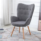 Fabric Accent Chair Modern Tufted Button Wingback Wooden Legs Kas