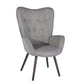 Fabric Accent Chair Modern Tufted Button Wingback Wooden Legs Kas