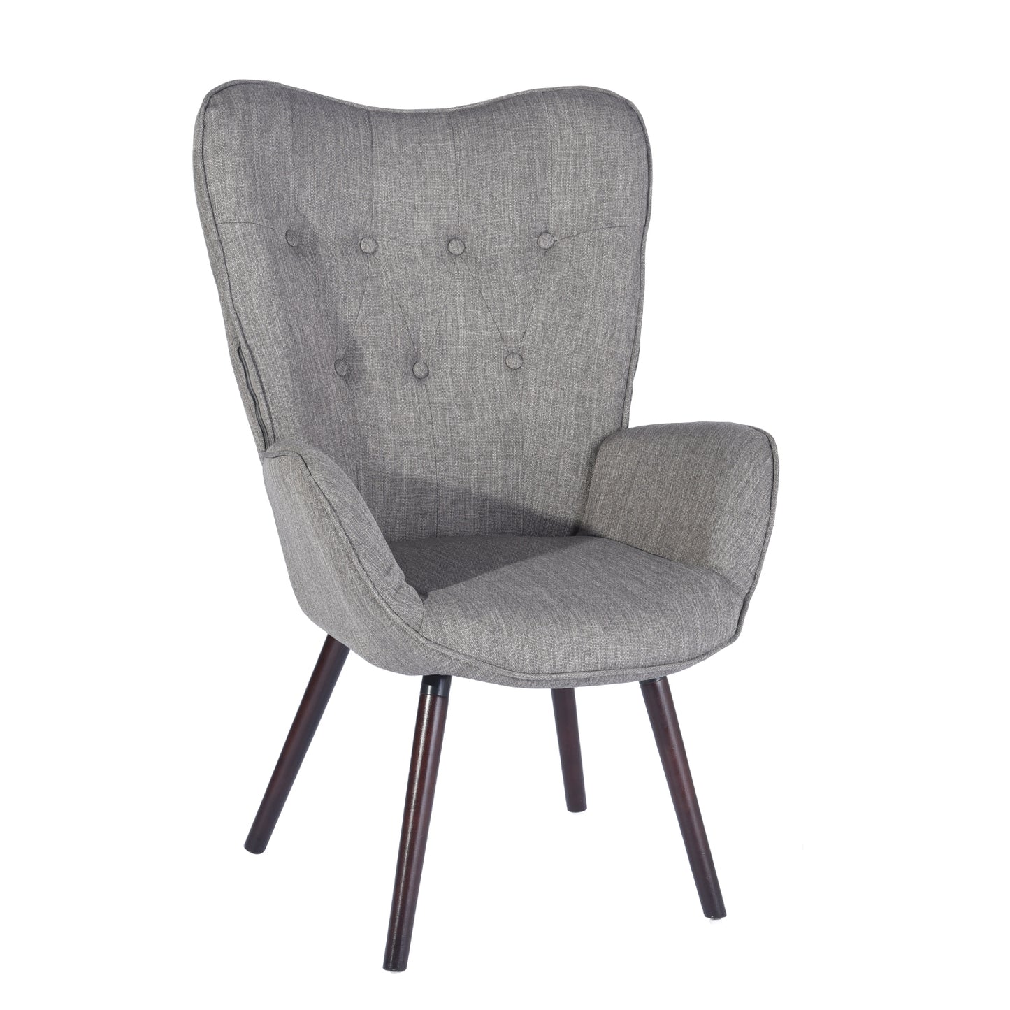 Fabric Accent Chair Modern Tufted Button Wingback Wooden Legs Kas
