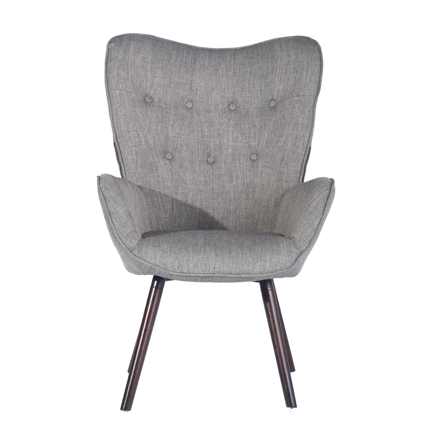 Fabric Accent Chair Modern Tufted Button Wingback Wooden Legs Kas