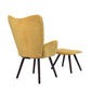 Velvet Accent Chair with Footrest Stool Tufted Button Wingback Wooden Legs Kas