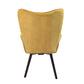 Velvet Accent Chair with Footrest Stool Tufted Button Wingback Wooden Legs Kas
