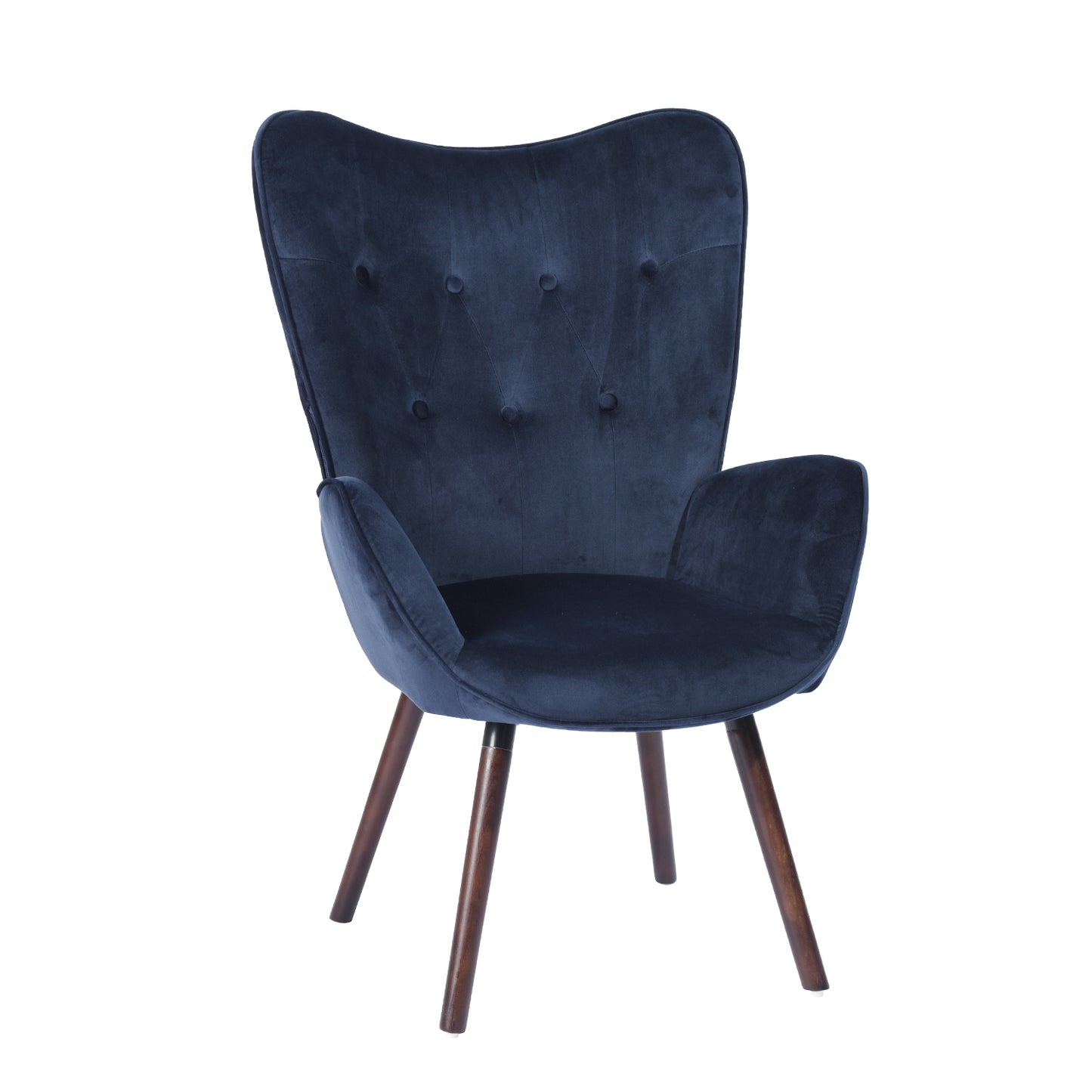 Velvet Accent Chair Modern Tufted Button Wingback Wooden Legs Kas
