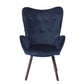 Velvet Accent Chair Modern Tufted Button Wingback Wooden Legs Kas