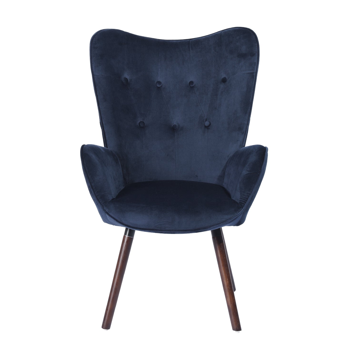 Velvet Accent Chair Modern Tufted Button Wingback Wooden Legs Kas