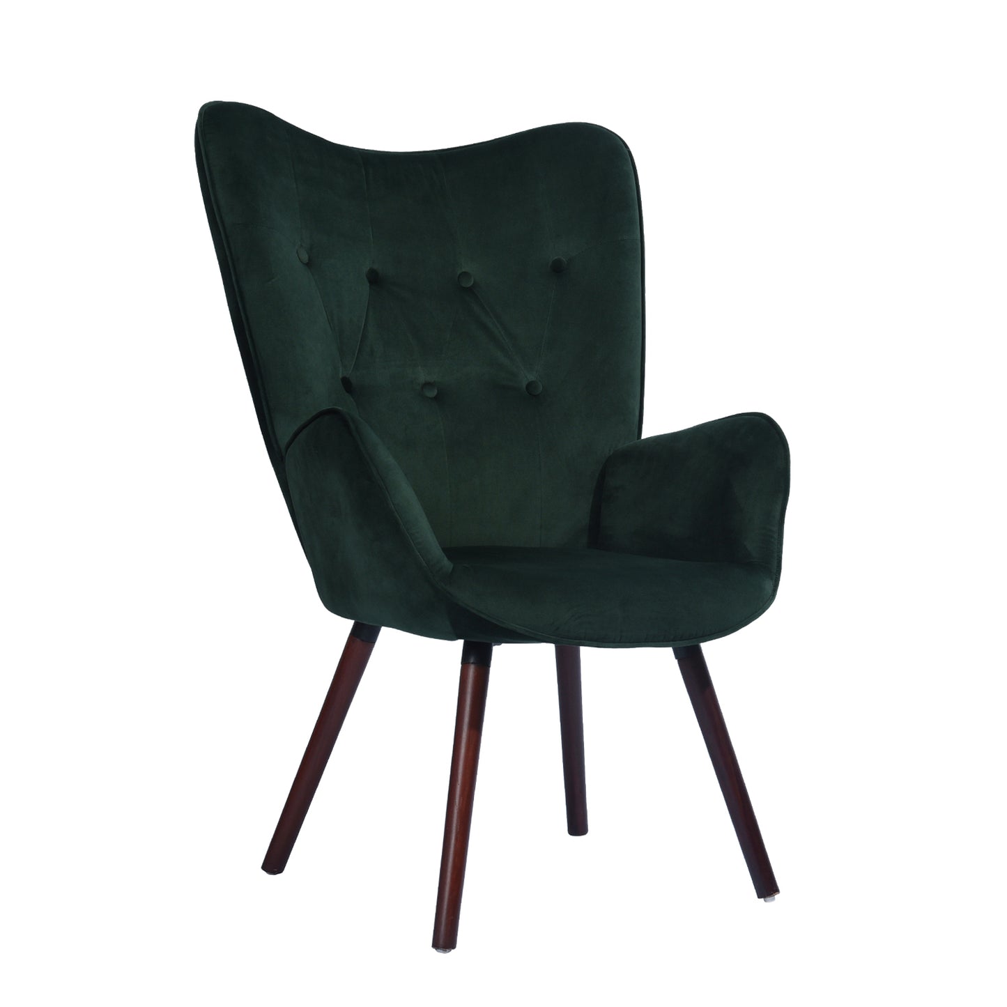 Velvet Accent Chair Modern Tufted Button Wingback Wooden Legs Kas