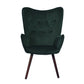 Velvet Accent Chair Modern Tufted Button Wingback Wooden Legs Kas