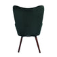 Velvet Accent Chair Modern Tufted Button Wingback Wooden Legs Kas