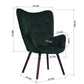 Velvet Accent Chair Modern Tufted Button Wingback Wooden Legs Kas