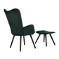 Velvet Accent Chair with Footrest Stool Tufted Button Wingback Wooden Legs Kas