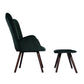 Velvet Accent Chair with Footrest Stool Tufted Button Wingback Wooden Legs Kas