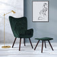 Velvet Accent Chair with Footrest Stool Tufted Button Wingback Wooden Legs Kas