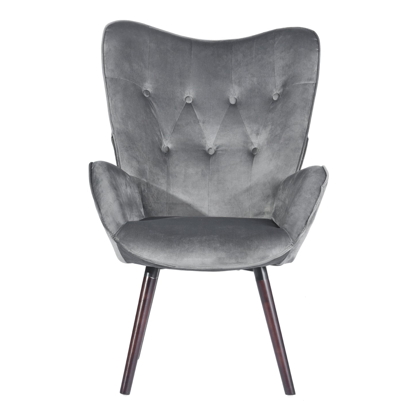 Velvet Accent Chair Modern Tufted Button Wingback Wooden Legs Kas