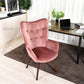 Velvet Accent Chair Modern Tufted Button Wingback Wooden Legs Kas