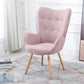 Fabric Accent Chair Modern Tufted Button Wingback Wooden Legs Kas