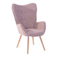 Fabric Accent Chair Modern Tufted Button Wingback Wooden Legs Kas