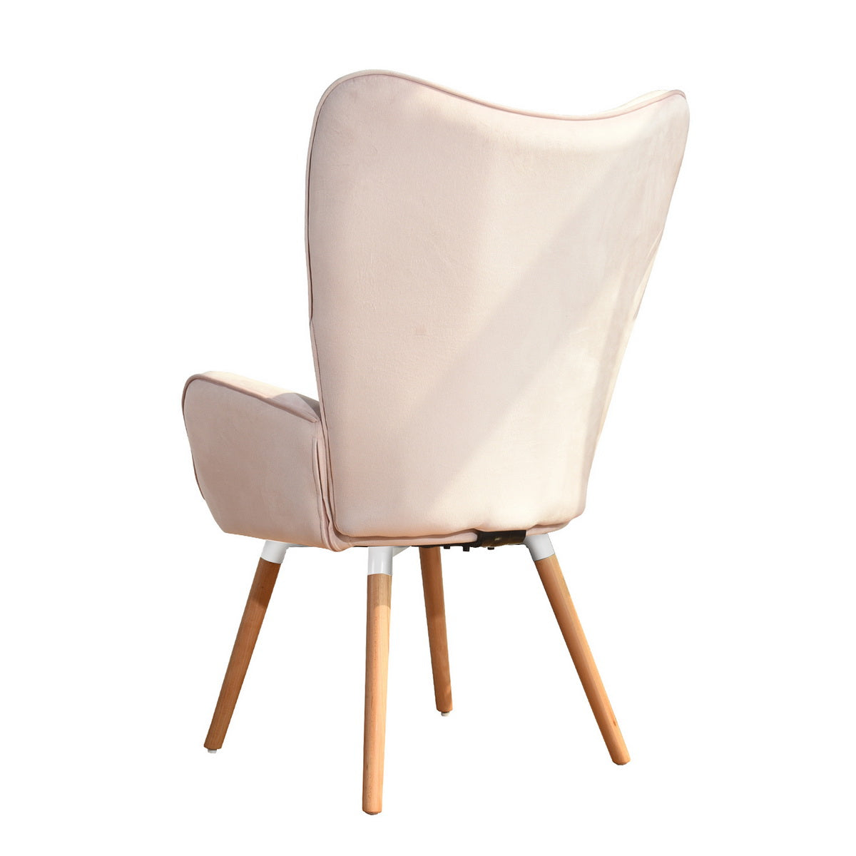 Velvet Accent Chair Modern Tufted Button Wingback Wooden Legs Kas