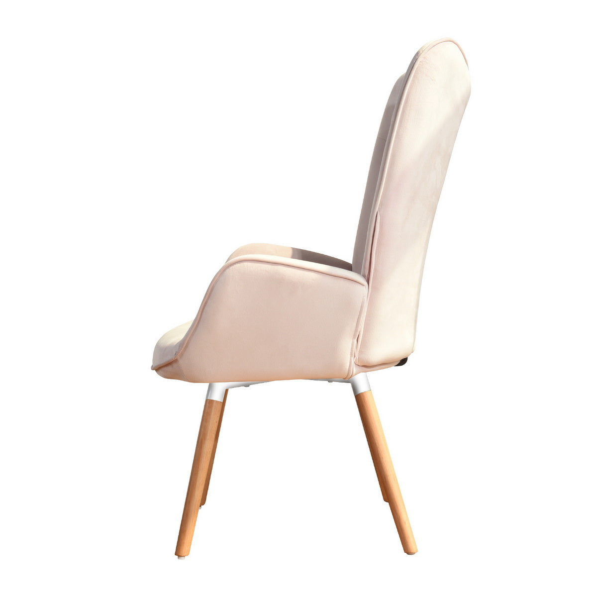 Velvet Accent Chair Modern Tufted Button Wingback Wooden Legs Kas