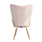 Velvet Accent Chair Modern Tufted Button Wingback Wooden Legs Kas