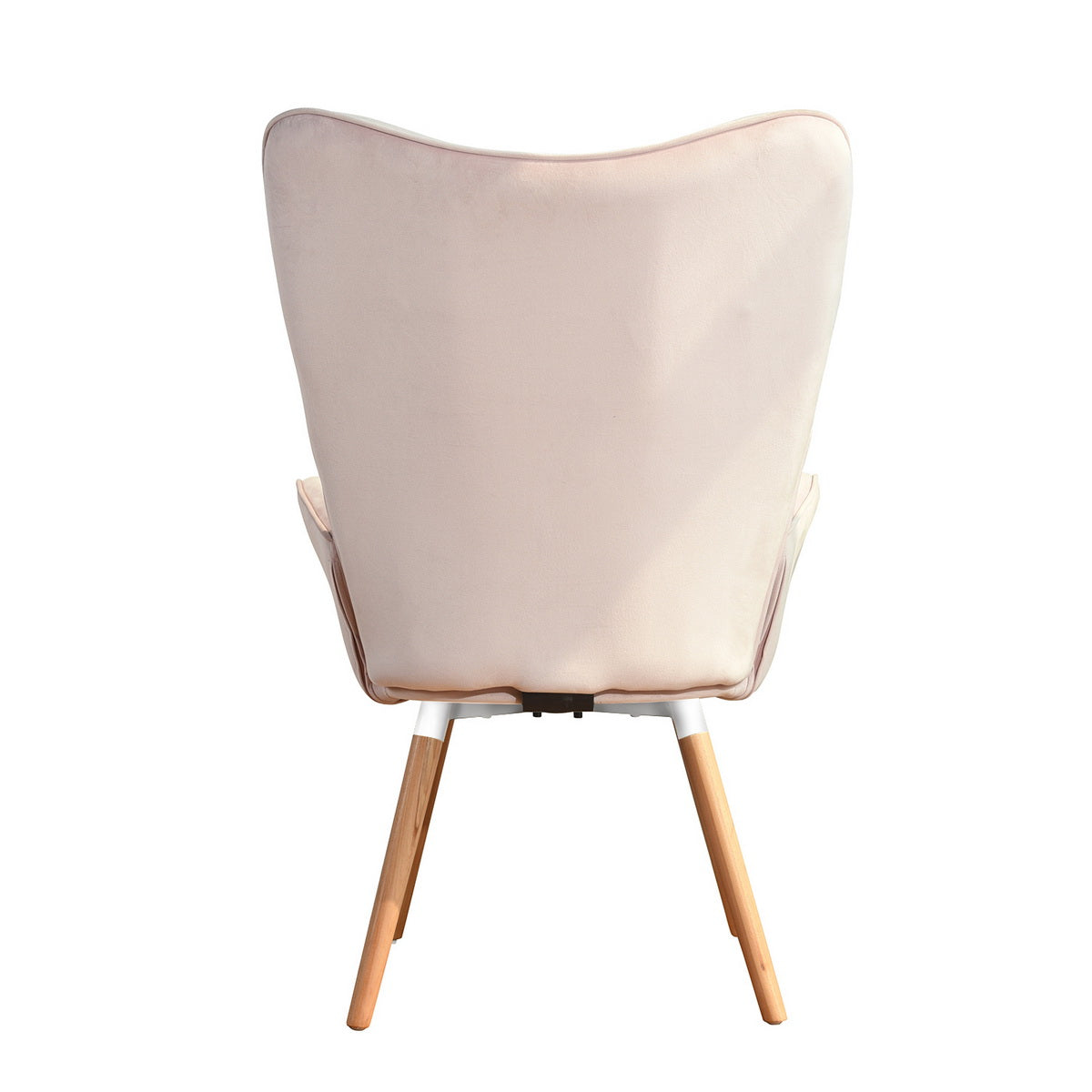 Velvet Accent Chair Modern Tufted Button Wingback Wooden Legs Kas