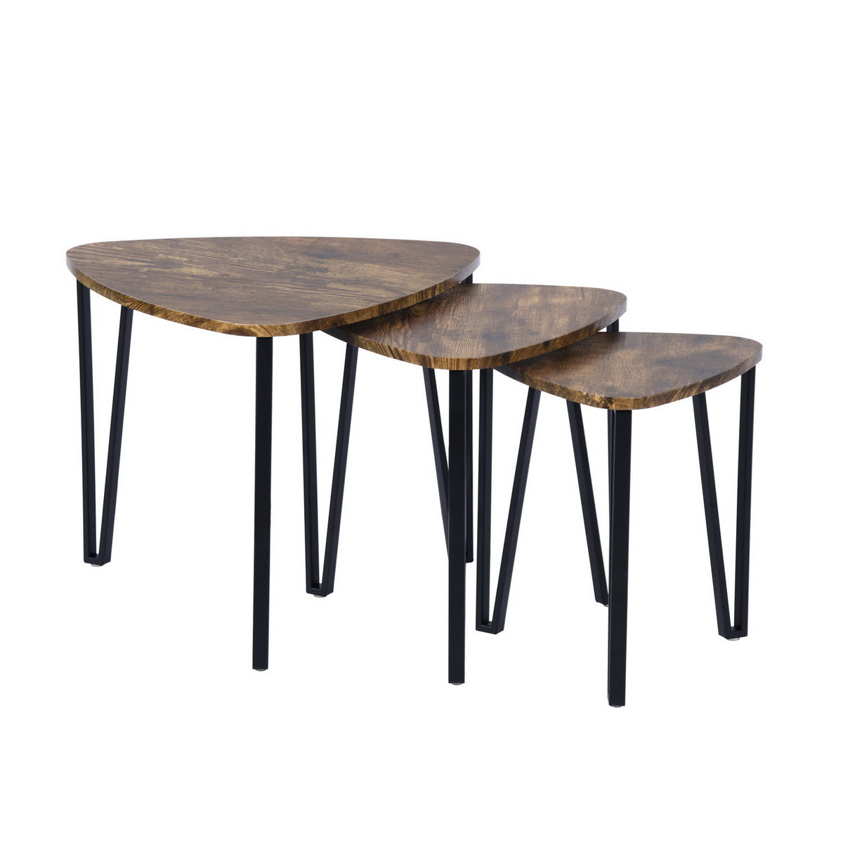 Set of 3 Nesting Coffee Table End Table Industrial Kauwhata
