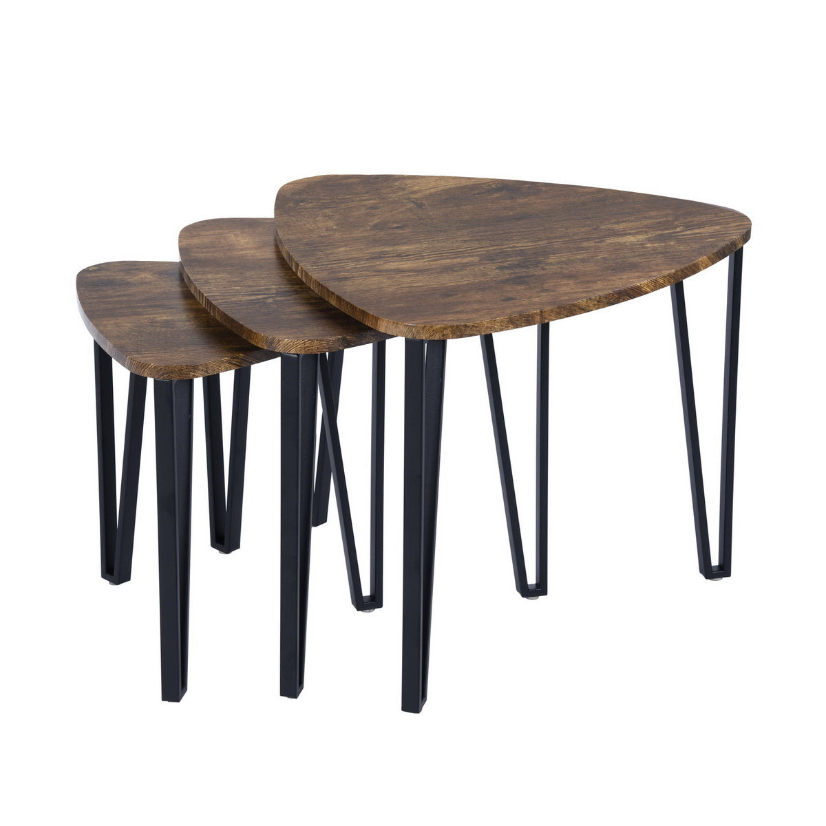 Set of 3 Nesting Coffee Table End Table Industrial Kauwhata