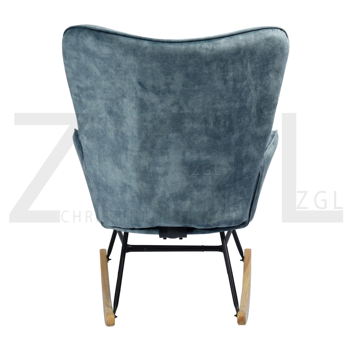 Rocking Accent Chair Fabric Velvet Wooden Legs Armrest Kelan