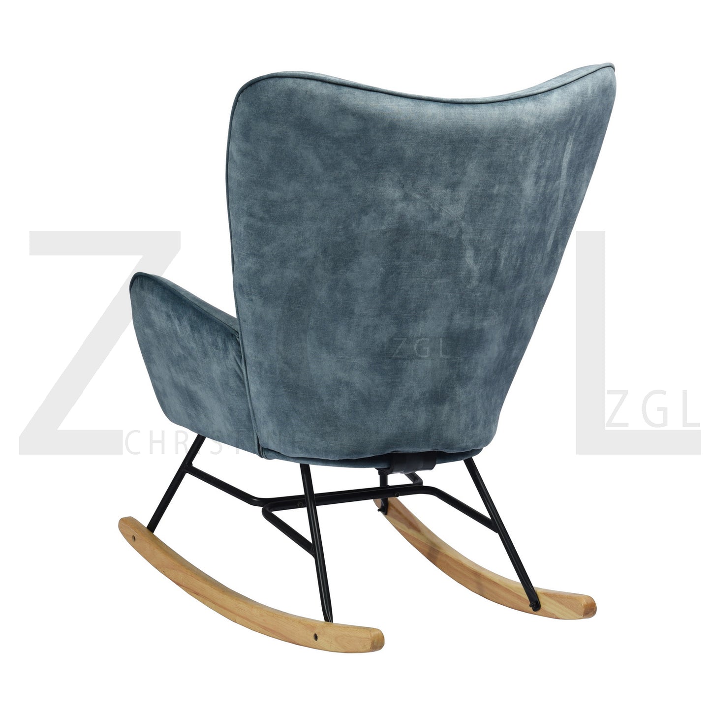 Rocking Accent Chair Fabric Velvet Wooden Legs Armrest Kelan