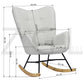 Rocking Accent Chair Fabric Velvet Wooden Legs Armrest Kelan