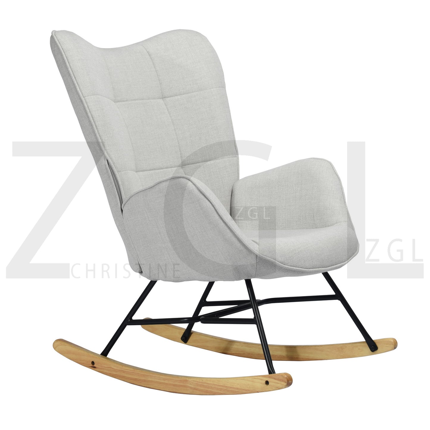 Rocking Accent Chair Fabric Velvet Wooden Legs Armrest Kelan
